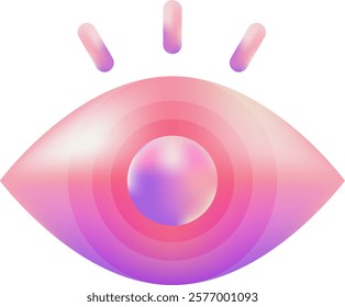 3D Eye icon symbol pink and purple gradient Abstract 3D Shapes Sticker