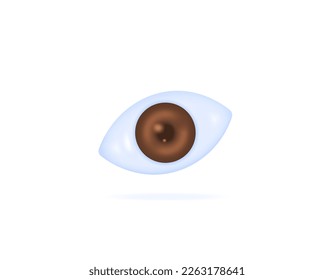 3D-Augensymbol oder -symbol. 3D und realistisches Illustrationskonzept. Vektorelemente