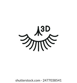 3D Eyelash Icon. Simple 3D eyelash icon for social media, app, and web design. Vector illustration