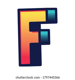 3d f diseño de letras de gradiente, tipografía de letras retro y tema cómico Ilustración vectorial