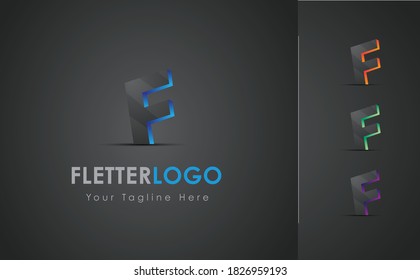 3D F Letter Brand Identity Logo. Letter Logo Design.