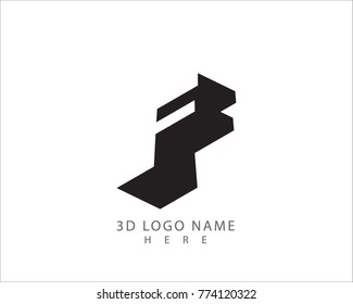 3D F letter vector with white background