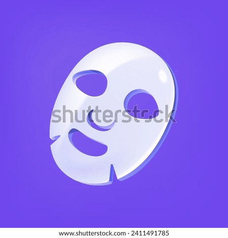 3D face mask sheet icon isolated on a blue background.