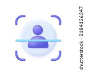 3D Face recognition illustration. Concept of facial recognition, face ID system, biometric identification, face scan system. Cyber security concept. Modern vector in 3d style.