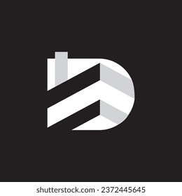 3d factory monogram logo design.