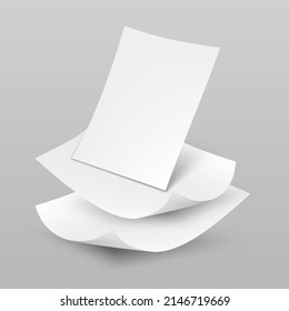 3D Falling Blank Paper Sheets With Shadow. EPS10 Vector