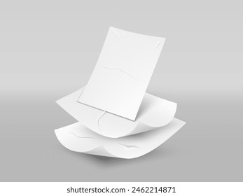 3D Falling Blank Paper Sheets With Shadow. EPS10 Vector