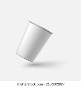 3D Falling Paper Cup Of Coffee On Grey Background. EPS10 Vector