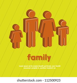 3d family over green background. vector illustraion