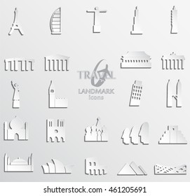 3d famous building pictogram / travel theme landmark set / vector illustration
