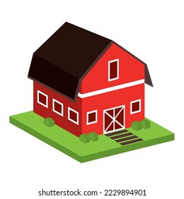 3d farm icon vector image with white background