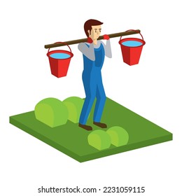 3.d imagen vectorial de icono del agricultor con fondo blanco