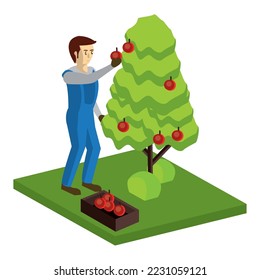 3.d imagen vectorial de icono del agricultor con fondo blanco