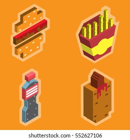 3D fast food, icons, hamburger, cheeseburger, hot dog, Coca, Free