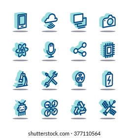 Icono de línea grasa 3D para web y móvil. Modernos elementos de diseño plano minimalista de la tecnología de redes informáticas, base de datos de computación en nube, instrumentos técnicos y científicos modernos