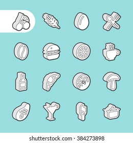 Icono de línea grasa 3D para web y móvil. Modernos elementos minimalistas de diseño plano de diferentes comidas, bebidas, ingredientes y utensilios de cocina