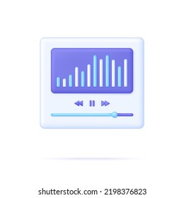 3D Favorite playlist with tracks, search music and audio streaming. Music player concept. Online music. Can be used for many purposes. Trendy and modern vector in 3d style