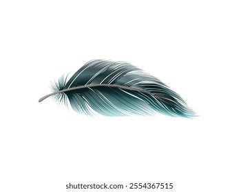 3D Feather Vector illustration. Beautiful Feather on white background. 3D Feather Vector Illustration | Beautiful Feather Design on White Background for Art and Decoration