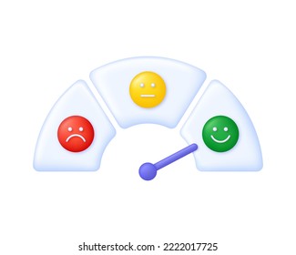 3D Feedback emotion scale illustration. Reviews with good and bad rating. Feedback in the form of emotions. Customer reviews. Trendy and modern vector in 3d sty