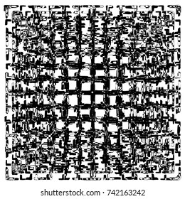 3D feel grid structure, made up of small, short manually drawn stripes