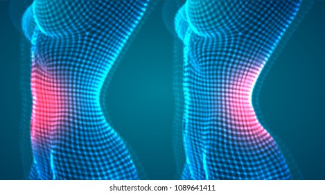 3d female body from square polygons. vector. cure for pain