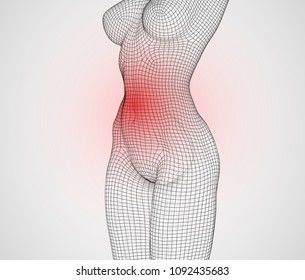 3d female body from square polygons. vector. cure for pain