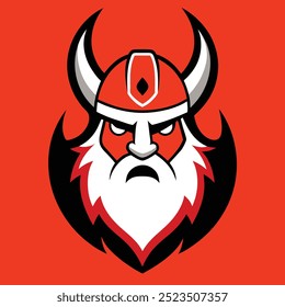 3D Fierce Viking Santa Claus Logo.