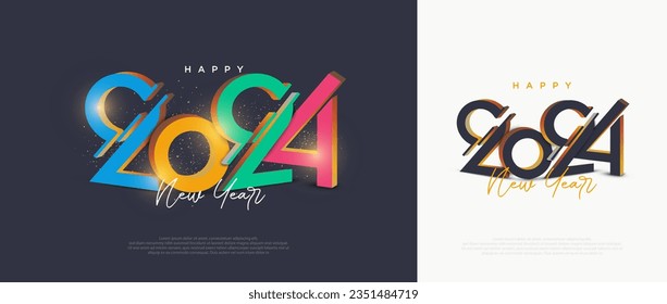 3d figure illustration with shiny and luxurious sprinkles of celebration ornament. new year 2024.