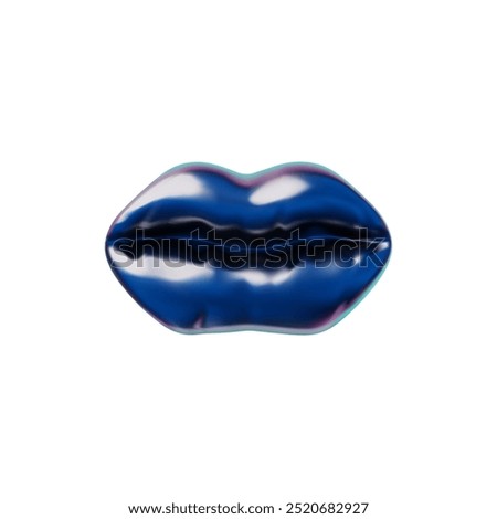 3d figure of inflatable blue lips on a white background. This item features a bright, shiny design, which makes it perfect for birthday and wedding celebrations.