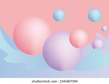 3d figures realistic vector primitives composition abstract minimalism with flying objects and  shapes in motion isolated on pink background. Material design for web and print futuristic decoration 
