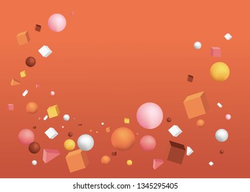 3d figures realistic vector primitives composition abstract minimalism with flying objects and  shapes in motion isolated on brown background. Material design for web and print futuristic decoration 