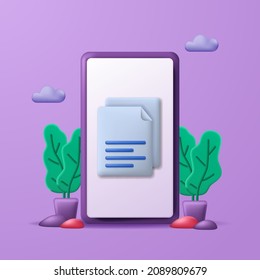 archivo de datos de 3d documento organizador moderno teléfono de directorio móvil tecnología de teléfono inteligente móvil. Ilustración vectorial de iconos de 3 d