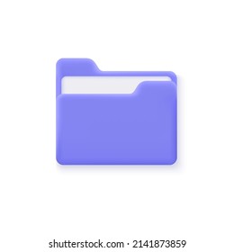 3d file folder icon in minimalistic style. file storage concept. vector illustration isolated on white background.
