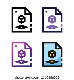 3D file icon design in four variation color