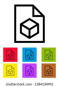 3D File Icon With Different Color Background