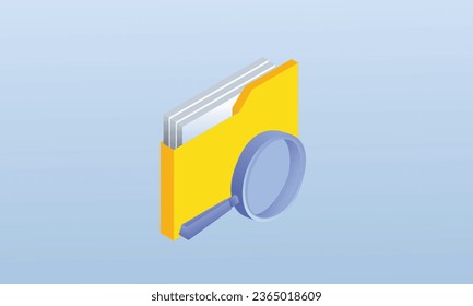 3D File Search.on blue background.3D design.isometric vector design Illustration.