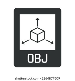 3D file symbol, architect design coordinate system. Object format. Three axis pictogram.