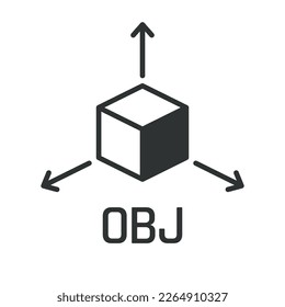 3D file symbol, architect design coordinate system. Object format. Three axis pictogram.