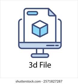 3d File Vector icon stock illustration
