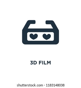 3d film icon. Black filled vector illustration. 3d film symbol on white background. Can be used in web and mobile.