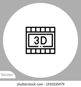 3d film icon sign vector,Symbol, logo illustration for web and mobile