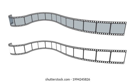 3D film strip in isometric style. Set of blank cinema film strip frames. Art design filmstrip for advertisement, brochure, poster. Vector illustration template for cinema festival or presentation.