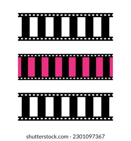 3D film strips. Film strip vector illustration on white