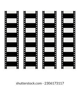 3D film strips. Film strip vector illustration on white. Template film roll