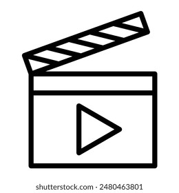 Diseño de iconos de línea de Vector de película 3d