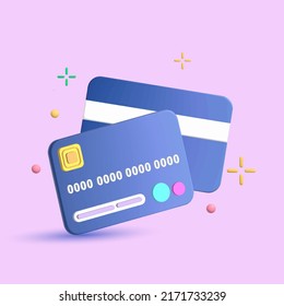 3D finance concept with credit card vector icon set