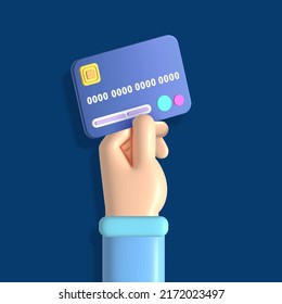 3D finance concept with hand holding credit card vector icon