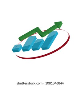 3D finance vector with diagram for presentation
