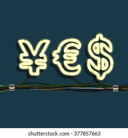 3d financial characters forming "yes", vector