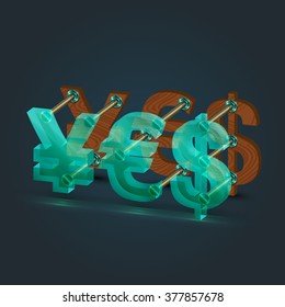 3d financial characters forming "yes", vector